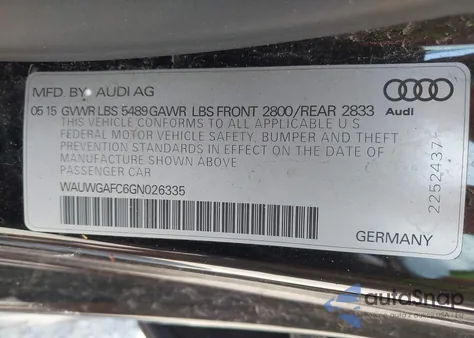 2016 Audi A7 3.0T Premium Plus из США, поврежденный, VIN WAUWGAFC6GN026335